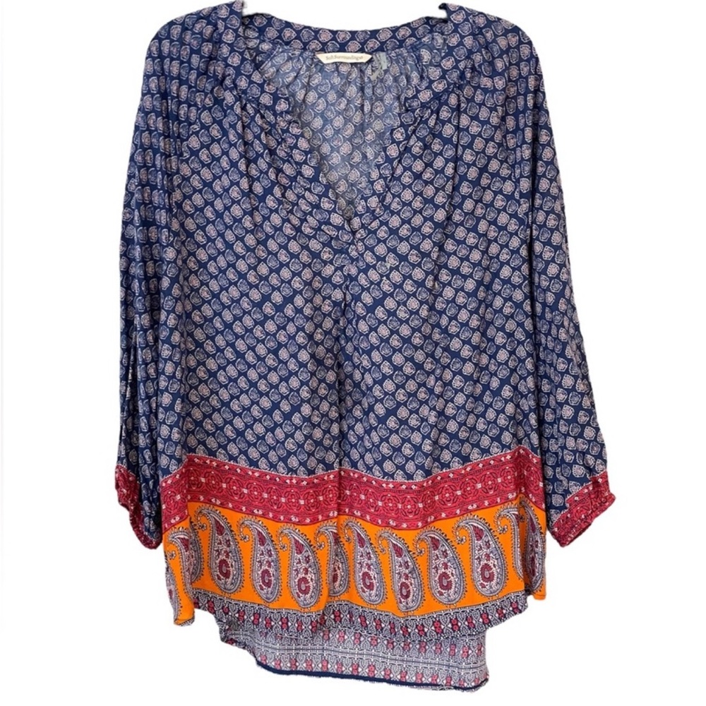 EUC- Soft Surroundings Paisley Split Neck Boho Top